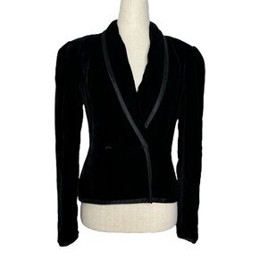 Vintage Miss O Oscar De La Renta Black Velvet Satin Double Breasted Blazer